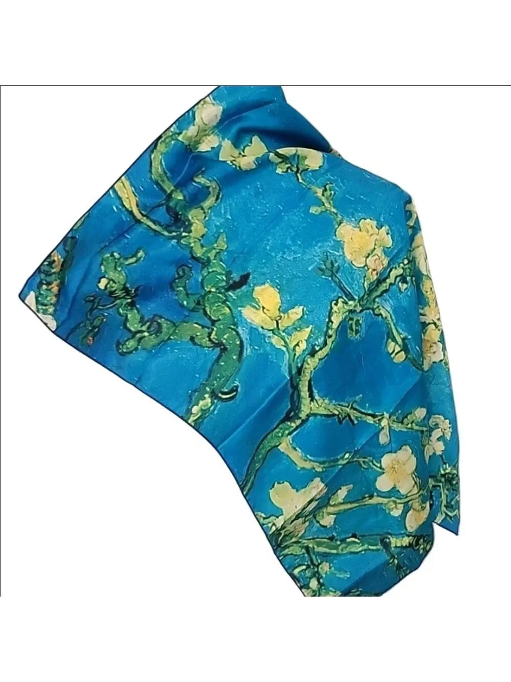 NWOT Vangogh replica impressionist blue and yellow neck scarf new - Picture 3 of 7